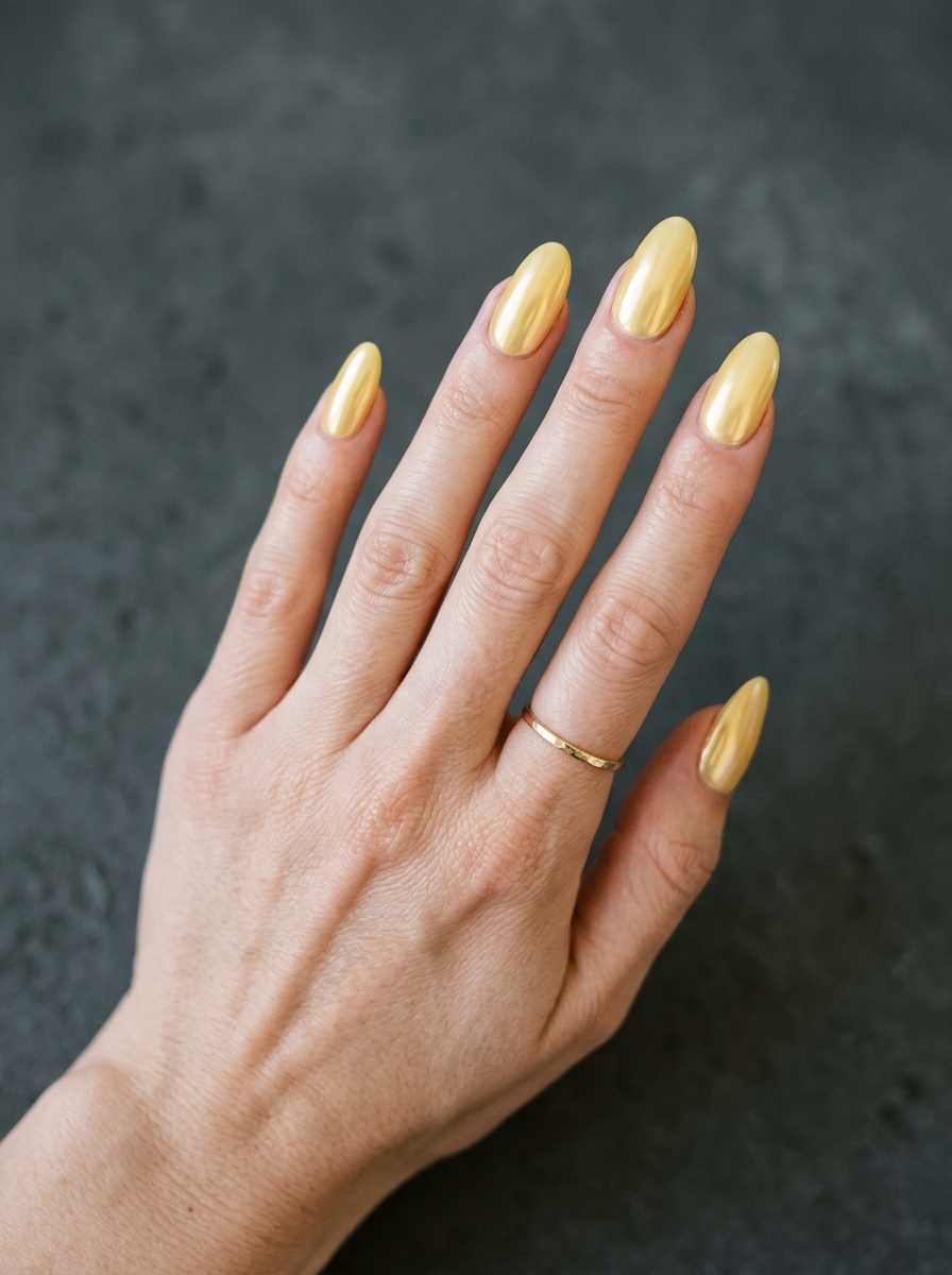 Gelbe Chrome Nails